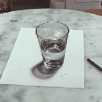 This super realistic glass of water is actually a drawing