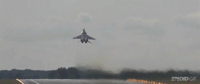 Watch a MiG-29 take off and immediately shoot up vertically into the sky