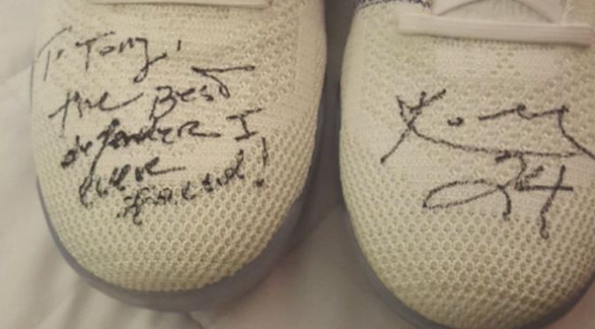 Kobe Bryant Proclaims Tony Allen As “Best Defender” He’s Ever Faced on Autographed Sneakers