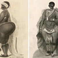 Saartijie Baartman from Khoisan was exhibited for her large buttocks in Europe